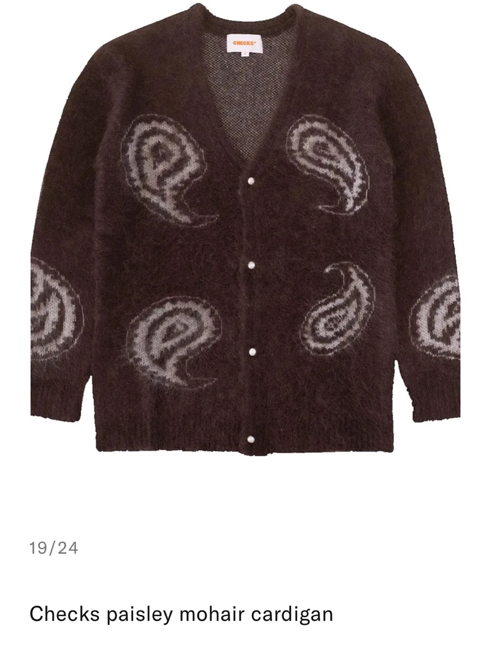 Checks Paisley Mohair Cardigan - Black and Gray
